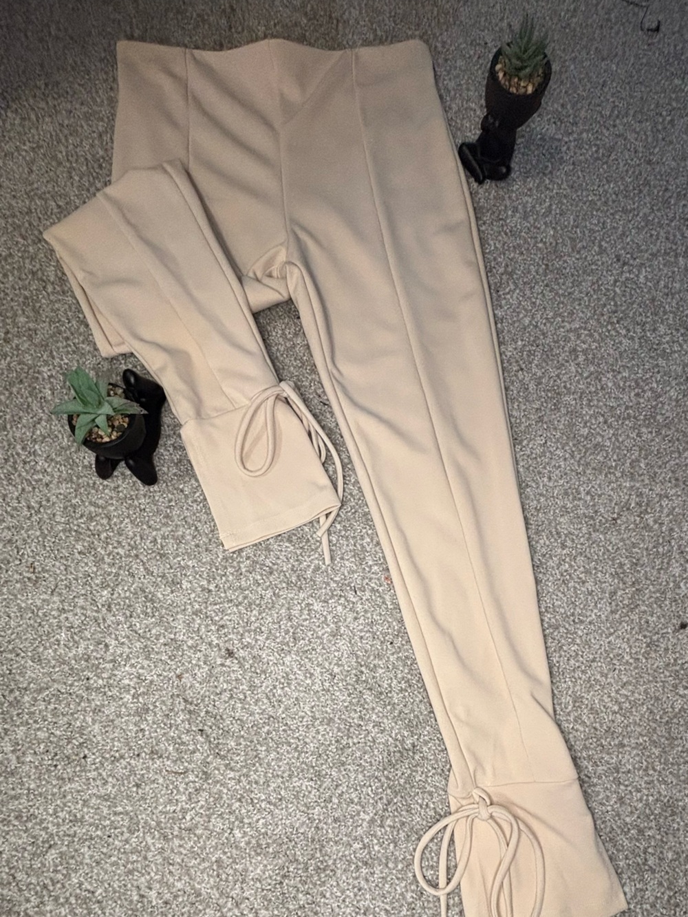 Fashion Nova Beige Drawstring Waist Pantsuit - Neutral Matching Set - Picture 7 of 7